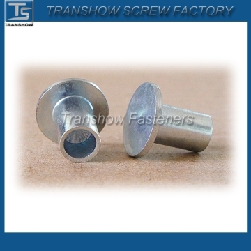 Flat head semi tubular rivets