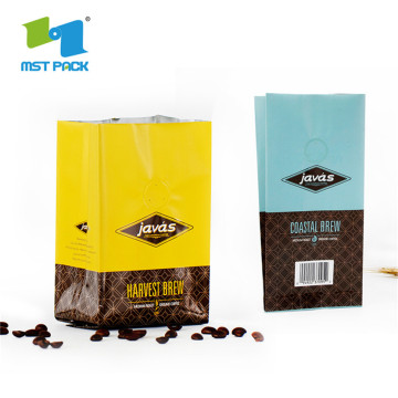 Sachet en plastique à fond carré pour emballage de café avec valve