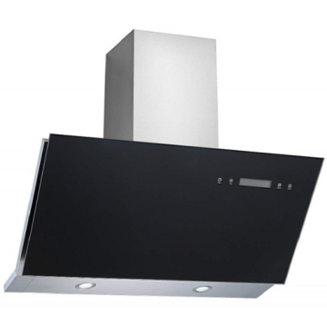 90cm Angled Black Glass Cooker Hood