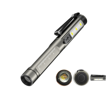 WARSUN Rechargeable LED COB Pen Light with Dual Light Source and Stand