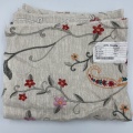 反静的な花刺繍100％リネン織物