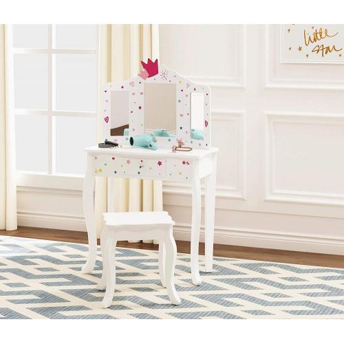 Tri-folding Mirror Desk for Girls Dressing Table