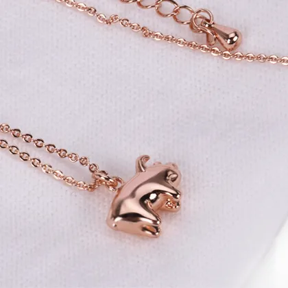 Red Heart Gold Filled Butterfly Jewelry with Pink Doll Animal Pendant Necklace