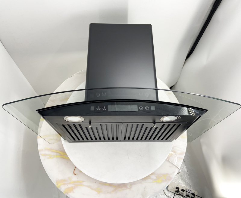 Black Painting 3 Speeds Electric Touch  Control Cooker Hood Wall Mounted Smoke Grease Extractors Cooker Hoods