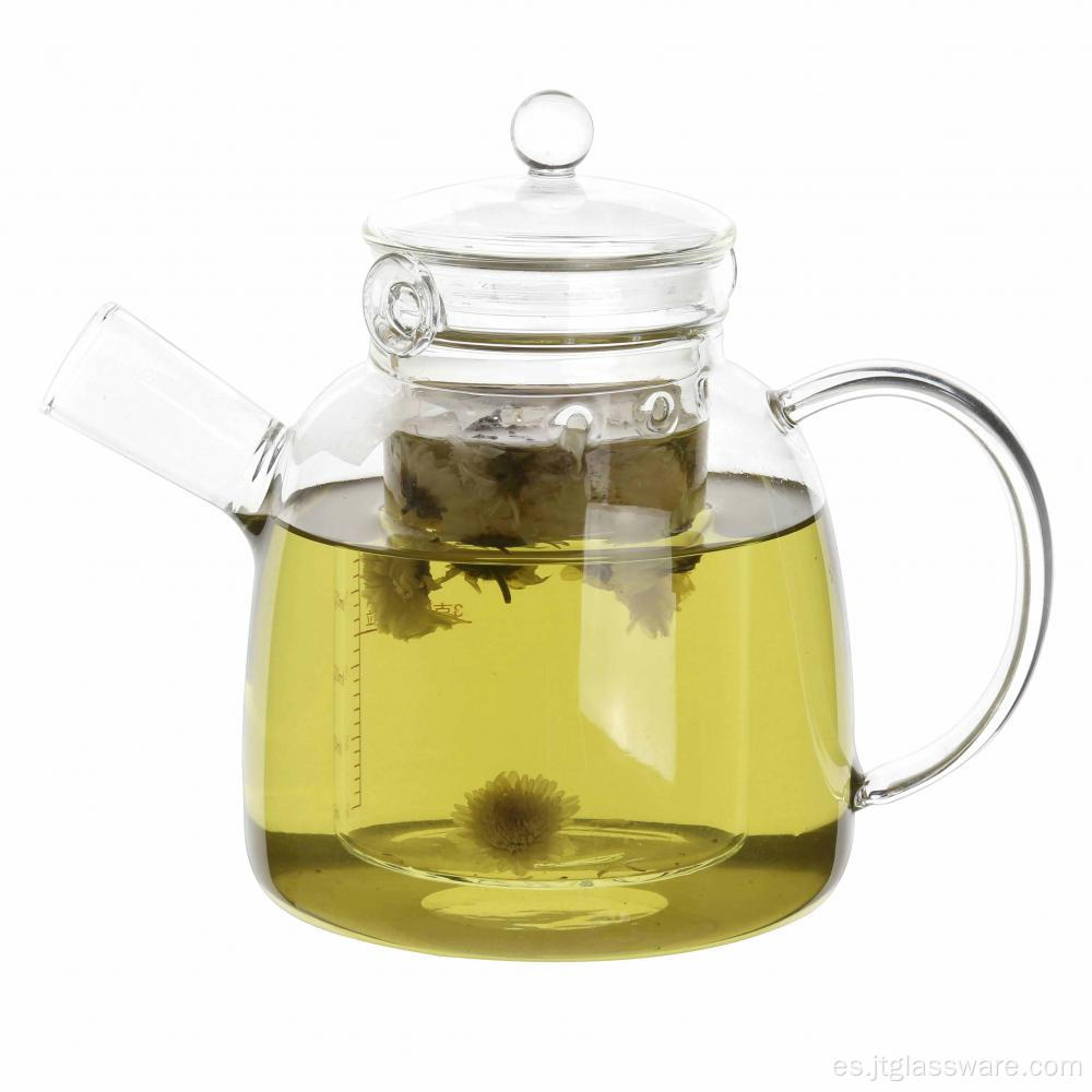 Tetera de vidrio de borosilicato hecha a mano para preparar té