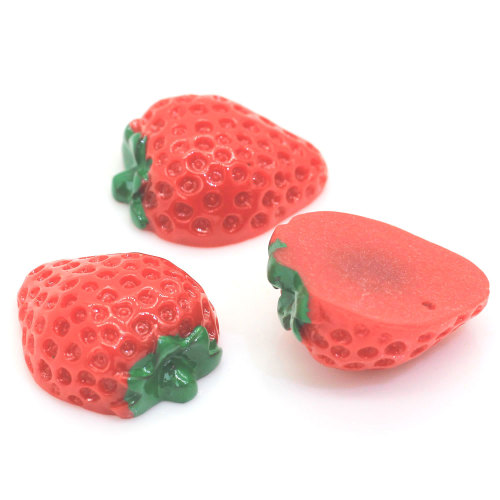 Miniatuur 3D Aardbei Hars Cabochon Kawaii Simulatie Voedsel DIY Scrapbooking Sieraden Maken Charms Poppen Accessoires