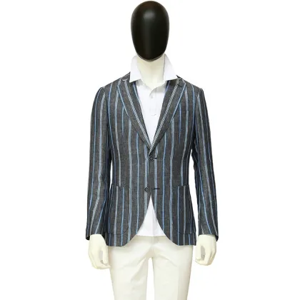 Italian Cotton Grey Blue Blazer for Men