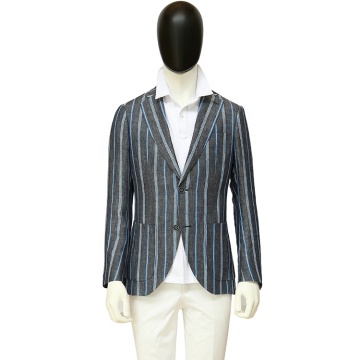 เสื้อเบลเซอร์ผ้าฝ้ายสีเทาสีน้ำเงินอิตาลีสำหรับผู้ชาย