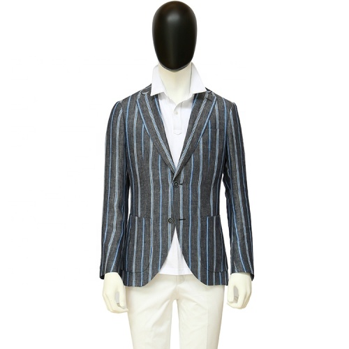 بليزر رجالي من القطن الإيطالي باللون الرمادي والأزرق