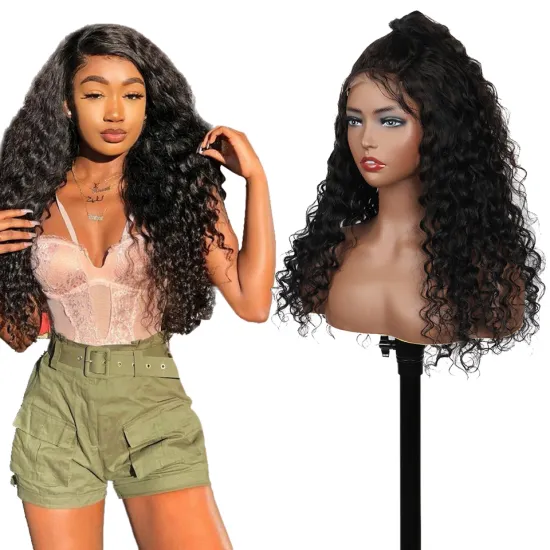 Free Shipping Deep Curly Wig 4x4 Pre Plucked Lace Wigs 150% Density Peruvian Remy 13x4 Lace Front Human Hair Wigs For Women