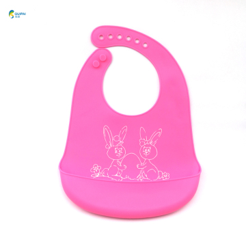 Soft Baby Waterproof Silicone Bib with Food Catcher Crumb Pocket Easy Clean
