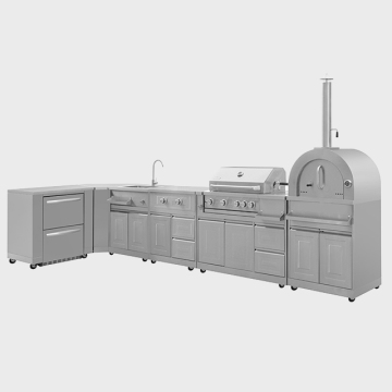 Lycan Outdoor BBQ Island with 304 SS Pizza Oven for Outdoor Kitchen Cabinets