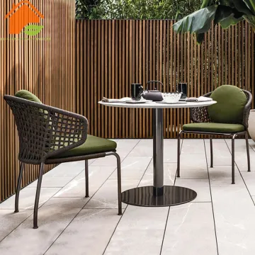Stainless Steel Base Round Modern Luxury Marble Coffee Table for Outdoor