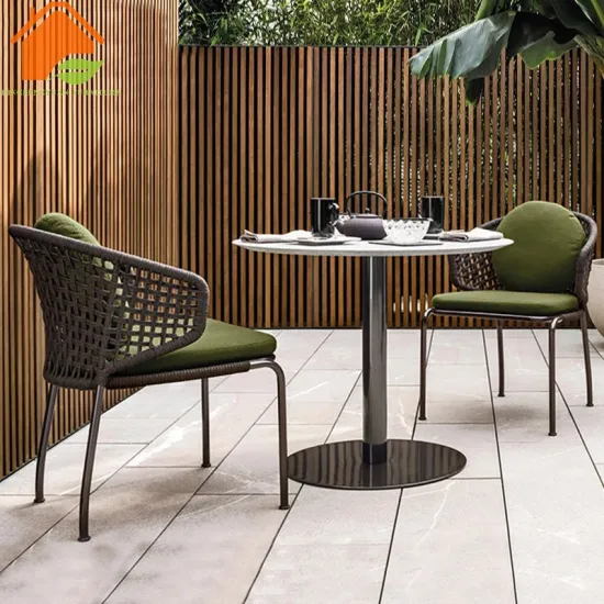 Stainless Steel Base Round Modern Luxury Marble Coffee Table for Outdoor