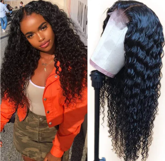Raw Human Hair Deep Curly Wig,Wholesale Remy Brazilian Hair Transparent Lace Wigs Pre-Plucked 180% 200% density full lace wig