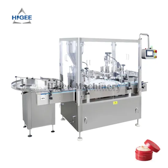 Cosmetic Cream Jar Filler Capper Labeller and Packing Machine for 30g/50g Bottling Line