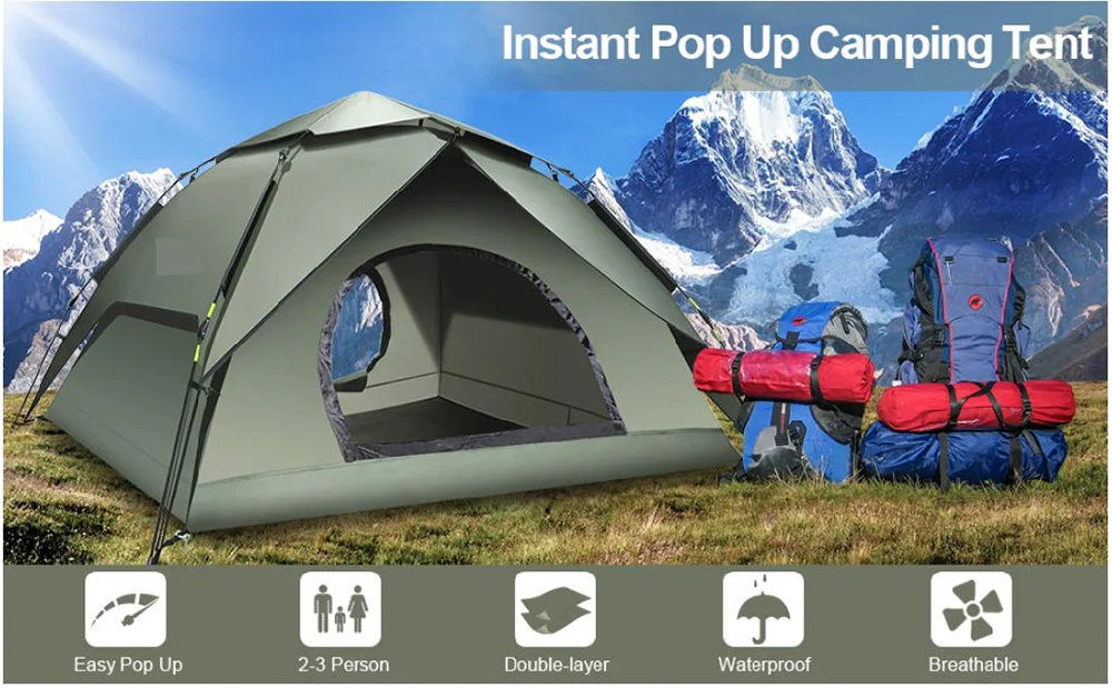 Two Person Instant Pop up Double-Layer Waterproof