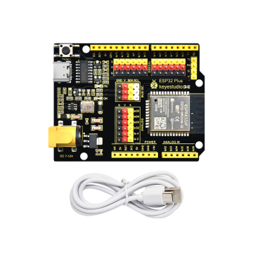 KEYESTUDIO ESP32 PLUS Development Board - Compatible with Arduino UNO R3, Includes USB Cable
