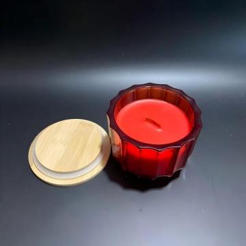 Red Color Scented Glass Candle Strawberry Aroma Wood Wick Candle Gift Candle