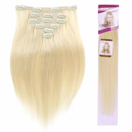 Best selling in USA/Europe/South America Virgin European Human Hair Blonde Hair Extension #613 Clip In Extensions