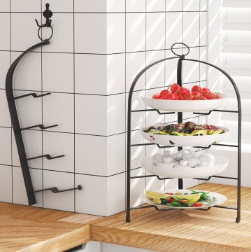 Piatto di stoccaggio a 3 livelli e 4 livelli-Piatto da cucina in ferro da cucina