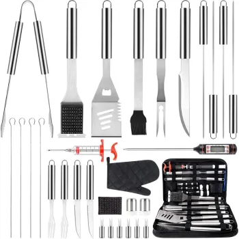 Comprehensive Grill Utensils Set: The Ultimate 31-Piece BBQ Accessory Kit for Small Spaces - Perfect Grilling Gifts