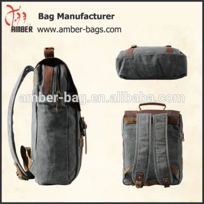 Genuine Cow leather bag canvas bag BACKPACK