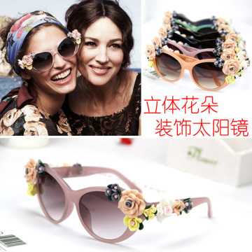 Women Handmade 3D Flower Ornament Anti UV Gafas De Sol Sunglasses