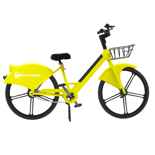 Yellow Color Electric Bicycle Basket for public rental