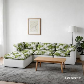 Modulaire bank met gecomprimeerd bloemenpatroon