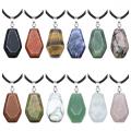 GreenJoan Healing Crystal Coffin Gemstone Pendant Necklaces