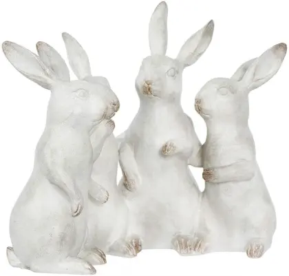 Whitewashed Polyresin Bunny Quartet Figures