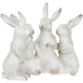 Whitewashed Polyresin Bunny Quartet Figures