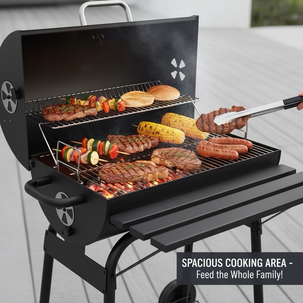 Portable barrel charcoal grill