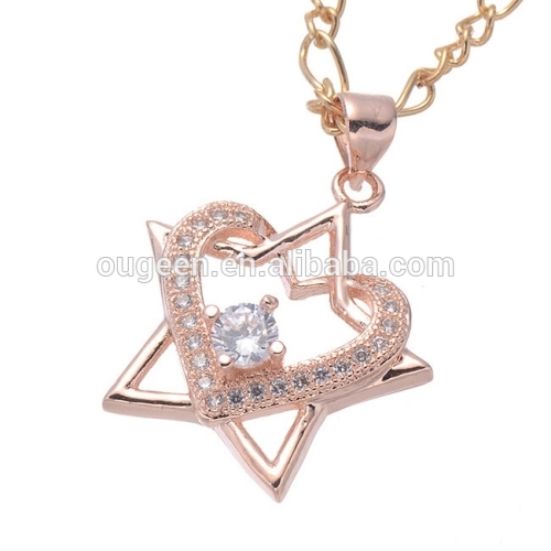 2016 five star vogue necklace heart charm new deisgn fashion women gold jewelry