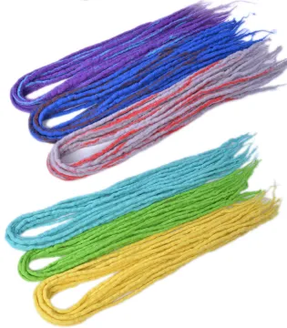 Wholesale Long 22'' Soft Colorful Nepal Felted Wool Handmade Afro Synthetic Dreadlocks Crochet Braids Hair For Kids And Adult