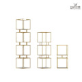 Multi level floor to ceiling shelves