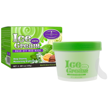Custom Wholesale Facial Clay Mask with Hyaluronic Acid, Natural Fruit & Matcha Ice Cream