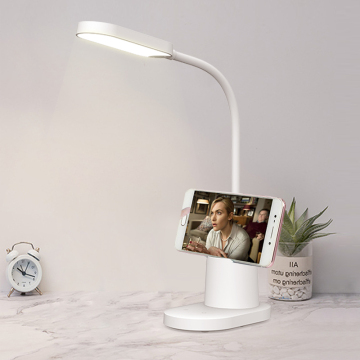 Lampada da scrivania multifunzionale ricaricabile con contenitore a penna e supporto per telefono