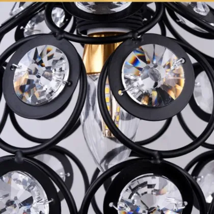 Crystal Chandelier Light for Hallway - 1-Light Flush Mount Ceiling Lamp