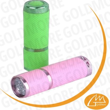 Goldmore 3 shock-resistant aluminum 9 led fluorescent flashlight torch rubber coated used at night for emergency