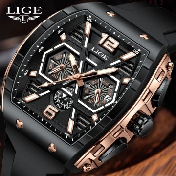 LIGE 89108 Silicone Strap Watch Band - Luxury Charm Watches for Men