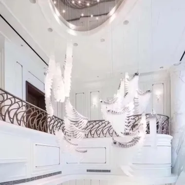 European Flowing Feather Shape Foyer Glass Droplight