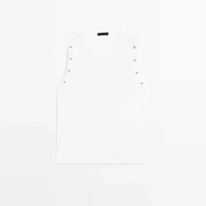 Women's eyelets detail round neck T-shirt