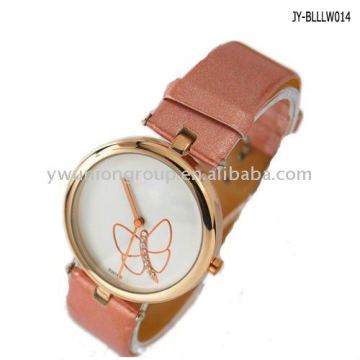 Pink Leather Women Watch