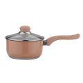 Brown color induction cookware set with glass lid