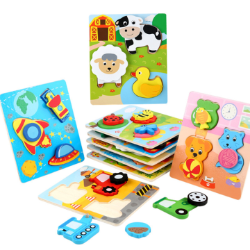 Montessori Kids' Wooden 3D Cartoon Animal Traffic Jigsaw Puzzle: A Creative Learning Tool