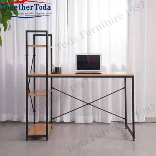 Modern metal desk with small bookcase computer desk