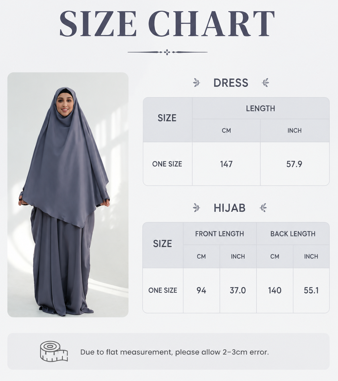 Elegant Nida Batwing Abaya with Headscarf Front View