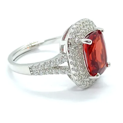 AIGS Certified Pigeon Blood Lab Ruby Gold Ring with Red Coral - Vintage Women's Wedding Engagement Ring